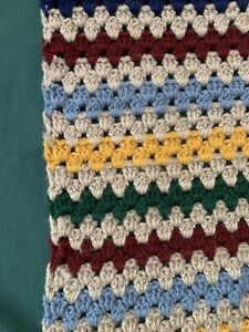 Crochet Throw Hand Made 58 X 38“ Multicolor
