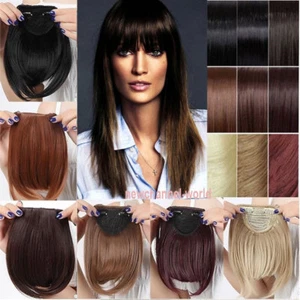 US Real Thick Straight Bang Clip in on Fringe Hair Extensions as Human Hairpiece - Picture 1 of 37