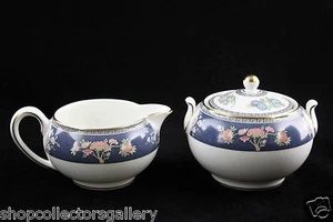 WEDGWOOD CHINA BLUE SIAM 146 SHAPE CREAMER & SUGAR BOWL WITH LID - MINT - Picture 1 of 9