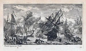 "SEESCHLACHT" Kst.v. Perelle bei Basan, Paris um 1750/60 - Bild 1 von 1