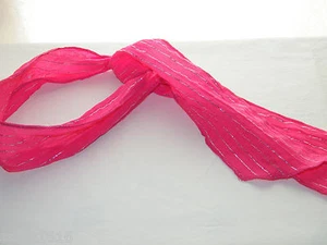 Girls Hot Pink Scarf w/ Shimmery Silver Stripes - Perfect for Spring! - Picture 1 of 3