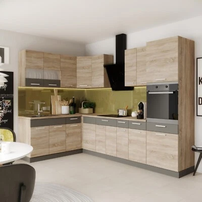 Küchenzeile Eckküche Winkel Küche Einbauküche ALINA Sonoma Eiche 180x290 cm - Bild 1 von 4