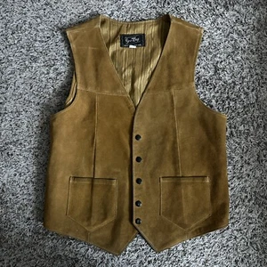 Vintage Joo Kay Men Lether Vest Size 40 Snap On - Picture 1 of 7