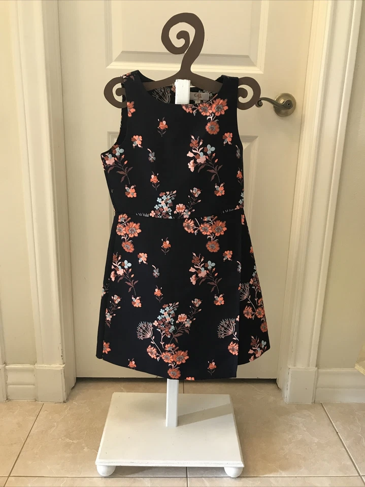 Vestido azul oscuro con flores GB para niñas talla 10 Foto 1 de 4