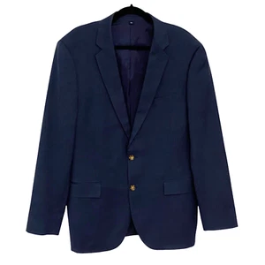 J. Crew Thompson Wool Sport Coat Blazer Jacket Mens Size 44L Navy Blue 2 Button - Picture 1 of 7