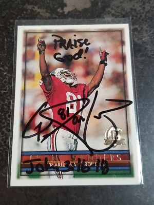 1996 Topps Frank Sanders Autographed Auto Signed Card Cardinals Praise God Inscr - Image 1 of 4