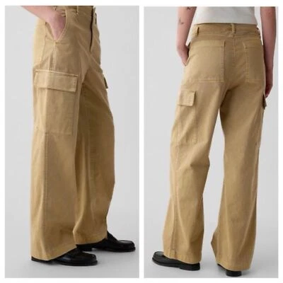 NWT Gap Loose Khaki Cargo Tan Cotton pant size  4 petite - Image 1 of 4