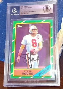 STEVE YOUNG TAMPA BAY BUCCANEERS FIRMATA 1986 TOPPS ROOKIE CARD BAS SLABBED 49ERS - Foto 1 di 3