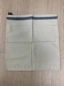 Authentic Tory Burch Canvas Dust Bag Teal Navy Trim~Logo Charm~XL~23x23'~New - Picture 1 of 7