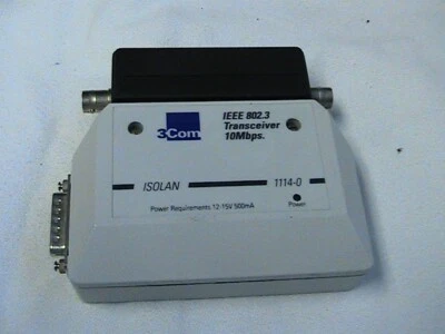 1 USED 3COM IEE 802.3 TRANSCEIVER 10MPS ISOLAN 1114-0 BNC - Image 1 of 3