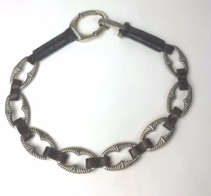 Brighton Chain Link Belt, Chocolate Brown Leather & Croc. Embossed - Picture 1 of 9