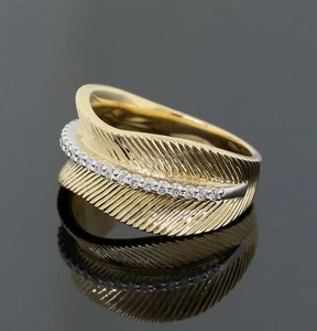 LeVian 14K Weiß- & Gelbgold Diamant breiter Bandring Blatt Größe 7 - Bild 1 von 6