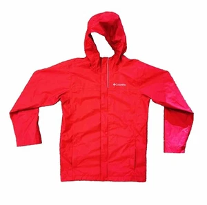 COLUMBIA Omni-Tech Red Rain Jacket Hooded Kid’s Medium Packable Pockets Outdoor - Picture 1 of 16