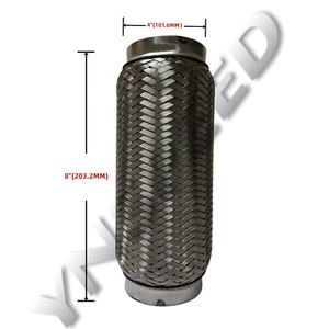 4" ID Exhaust Flex Pipe 8" Length Heavy Duty Double Braided Stainless Steel US. - Picture 1 of 5