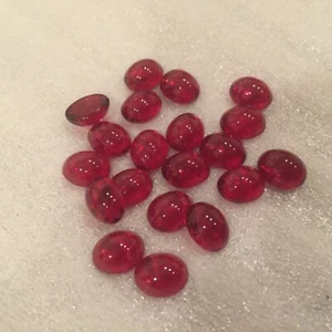 AM984 Vintage glass cabochons 10x8mm oval ruby "flawed" unfoiled (16) - Picture 1 of 1