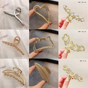 2pcs Pearl Barrettes Shark Clip Hair Claws Hair Accessories Metal Grip All-Match - Picture 1 of 89