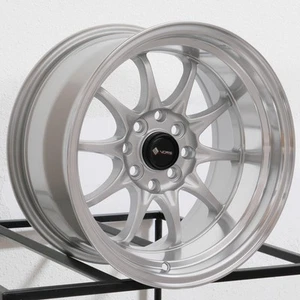 15x8 Vors TR3 4x108 0 Silver Wheels Rims Set(4) 73.1 - Picture 1 of 6