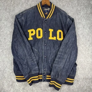 Chaqueta Universitaria Polo Ralph Lauren Denim Bomber Letterman Deletrear Extra Grande - Imagen 1 de 21