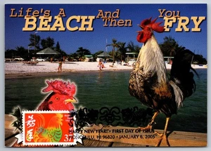 3895j Chinese Lunar New Year Rooster FDC Maxi Card - Picture 1 of 2