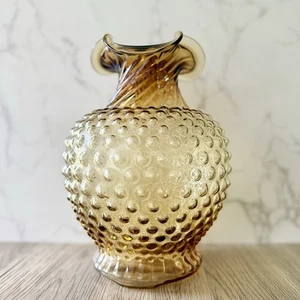 Vintage Amber Tiara Hobnail Indiana glass Hobnail Vase - Picture 1 of 4