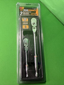 GEARWRENCH 90T 2 Pcs 1/4 & 3/8 Drive 90-Tooth 180° Flex Head Ratchet Set 81216T - Picture 1 of 16