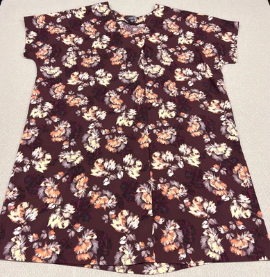 Lands End 连衣裙女式 20w 花卉涤纶紧身短袖 Midi 休闲 — 第 1/4 张图片