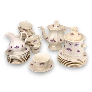 Adderley 26pc Chelsea Lavender Embossed Grapes Tea Set England Antique 1900 - Picture 1 of 10