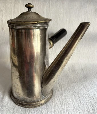 CHRISTOFLE Ancienne Chocolatière Laiton Argenté Premier Modèle Poinçonné France - Photo 1/4