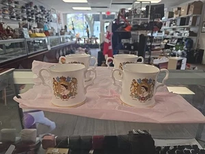 Queen Elizabeth Golden Jubilee Mug 1952-2002 Made In England Vintage Set Of 4 - Picture 1 of 24