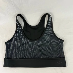 Oakley Sports Bra Black Gray Women’s Medium Athletic Exercise Workout - Picture 1 of 5