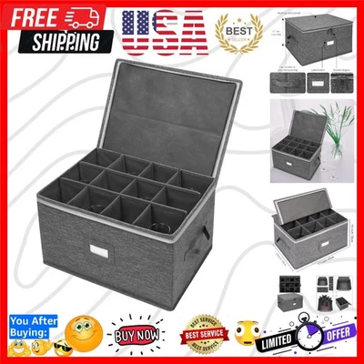 Caja de almacenamiento plegable de copa de vino gris para 12 copas - Protección Foto 1 de 4