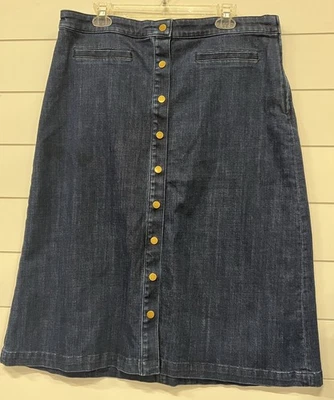 Falda vaquera Talbots para mujer talla 16 bolsillos recta maxi cremallera lateral lavado oscuro Jean Foto 1 de 4