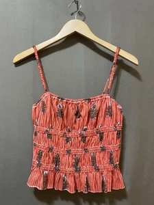 NWOT Free People WE THE FREE Dolce Vita Strap Ruched Crop Top Size S Red Floral - Picture 1 of 12