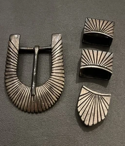Juego de 4 hebillas de cinturón de plata esterlina Native Ranger vintage - Imagen 1 de 6