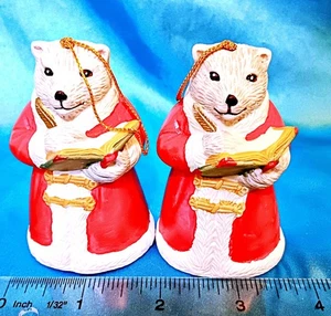 Juego de 2 - Oso Polar Papá Noel Adorno de Navidad Cerámica Papá Noel Campanas en CAJAS - Imagen 1 de 3