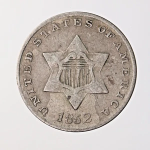 Raw 1852 Three Cent Silver 3CS Uncertified Ungraded Silver Type Coin - Picture 1 of 2