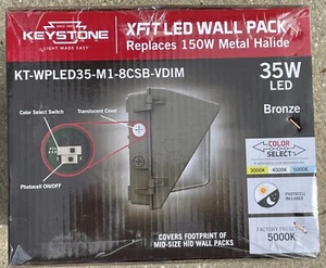 Keystone 4700 Lumen 35W LED Wall Pack Color Select KT-WPLED35-M1-8CSB-VDIM - Picture 1 of 5