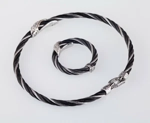 Charriol 18k Oro Y Dos Tonos Acero Inoxidable Cable Anillo & Pulsera Set - Imagen 1 de 5