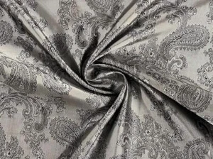 Paisley Jacquard Satin Futter Stoff Ash Grau - Bild 1 von 5