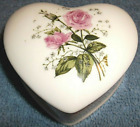 LEFTON PORCELAIN HEART SHAPED COVERED TRINKET / JEWELRY BOX W/ PINK ROSES 3395