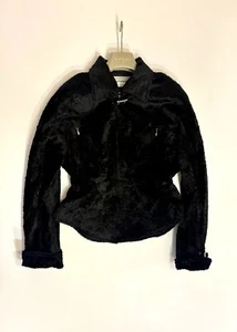 Chaqueta Thierry Mugler c 1990’s Negra Imitación Piel Difusa Criatura Peplum - Imagen 1 de 14