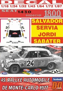 DECAL SEAT 1430 ESPECIAL 1800 S.SERVIA R.MONTECARLO 1977 7th (01) - Imagen 1 de 1