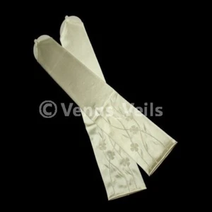 18" White Bridal Embroidered Pearl Fingerless Wedding Gloves - Picture 1 of 2