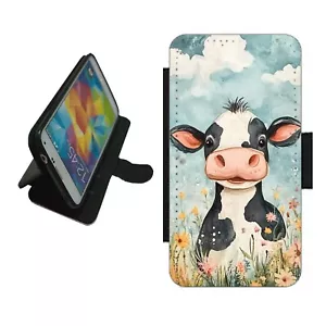 Cartoon cow Phone Case Wallet flip cover For iPhone Samsung Google COW4 - Picture 1 of 6