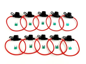 10pc 12GA. ATM/ATC MINI BLADE INLINE FUSE HOLDER CAR TRUCK BOAT RV COPPER +30amp - Picture 1 of 5
