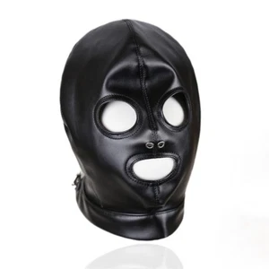 Leather Gimp Mask fancy dress Hood eyes and mouth Quality item - Picture 1 of 1