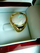 Solitaire Men's Ring 3.50Ct Oval Cut Fire Opal Engagement 14K Yellow Gold Plated