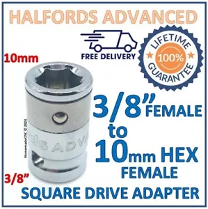 Halfords Advanced 3/8" azionamento quadrato femminile a 10 mm femmina esagonale - P&P gratuito - Foto 1 di 6