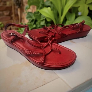PONS QUINTANA Red Leather Sandals - Size 40 (AU9) - EUC - Picture 1 of 9