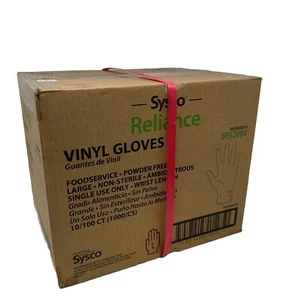 9/100Ct (900/Cs) Sysco Reliance Vinyl Powder-Free Food Service Gloves L Size - Picture 1 of 4